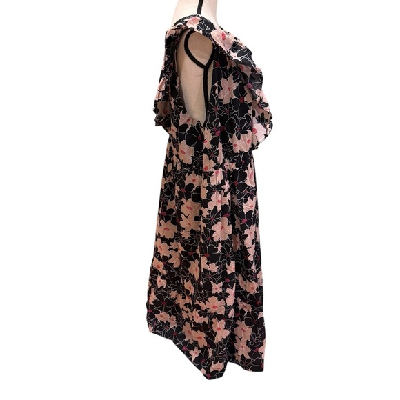Who What Wear Womens 3X Floral Ruffle Tiered Maxi Dress Black Pink V Neck - Picture 10 of 14